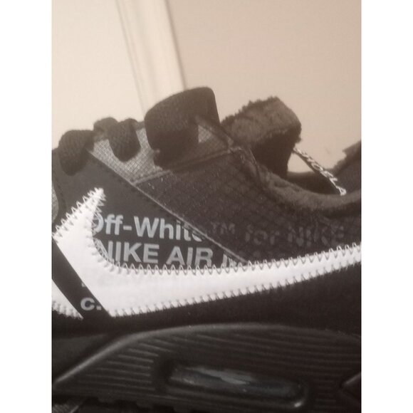 Nike Air Max 90 OFF-WHITE Black 2019 Size 9.5 Pre-Owned AA7293-001 - Picture 14 of 15